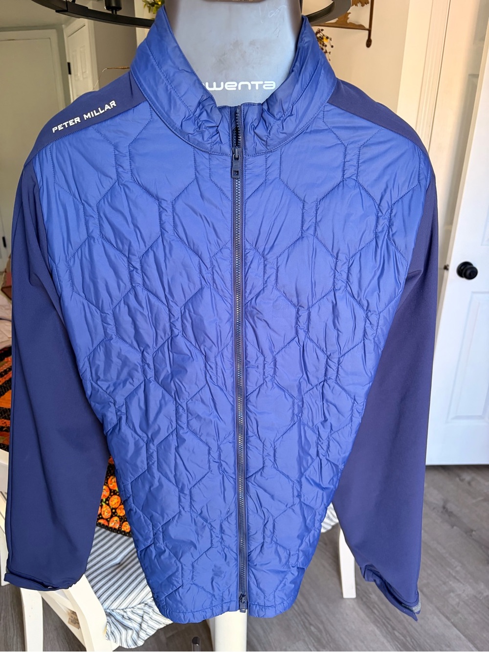 Peter Millar Men’s Blue Quilted Front Jacket with Navy Sleeves